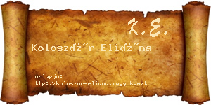 Koloszár Eliána névjegykártya